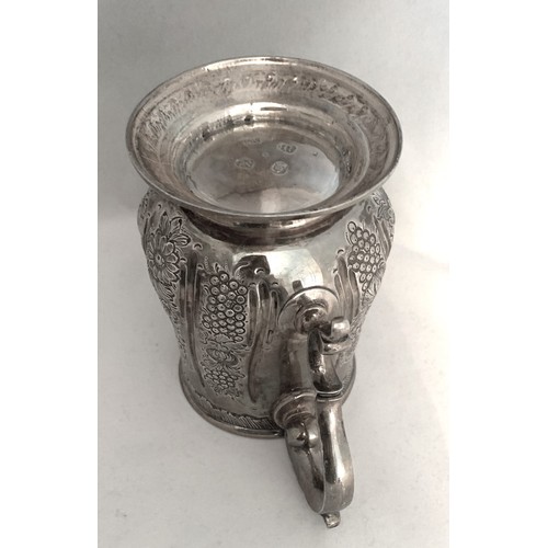 55 - George III silver tankard, London 1767 by Thomas Waller, of baluster form with repousse decoration, ... 