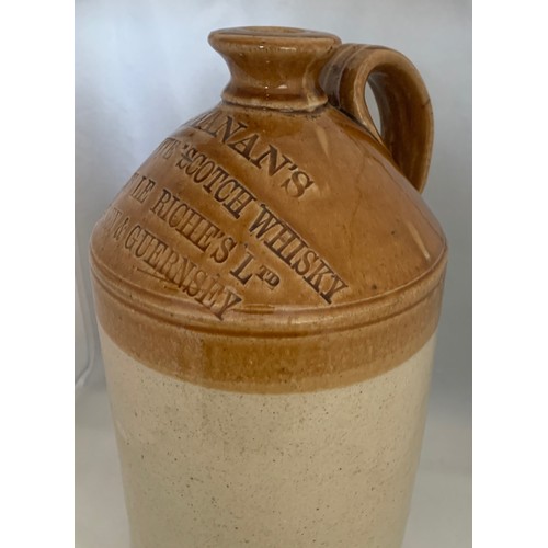 30 - Channel Islands stoneware flagon, incised Buchanan's ''Black & White'' Scotch Whisky. Agents Le Rich... 