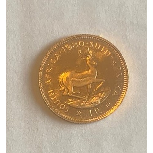 88 - South African gold coin, One Rand dated 1980.