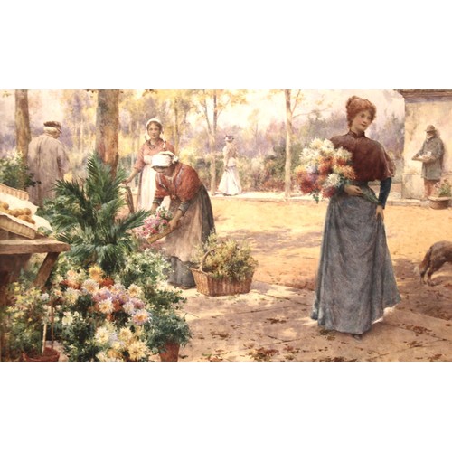 100 - Alfred Glendenning Junior (British 1861-1907) The Flower Market Boulogne, watercolour signed with mo... 