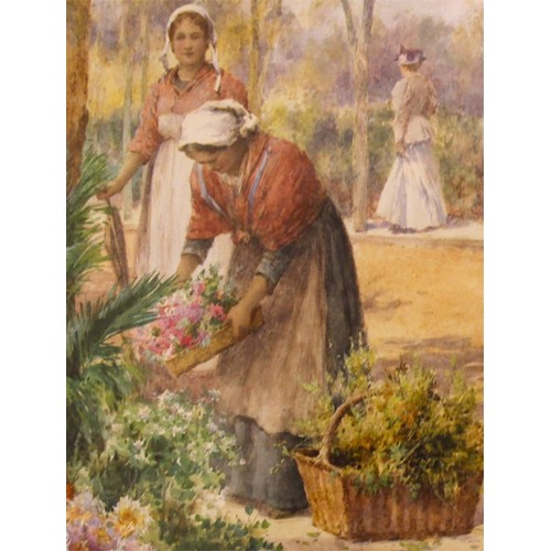 100 - Alfred Glendenning Junior (British 1861-1907) The Flower Market Boulogne, watercolour signed with mo... 