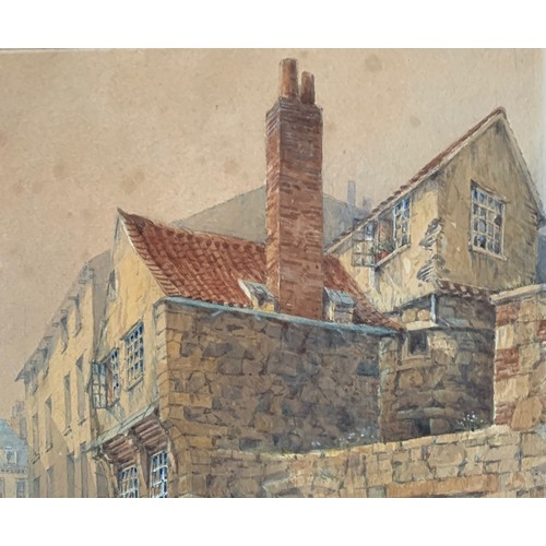 111 - Lemon Hart Michael (British 1824-1902), Looking downwards on Rue des Forges Guernsey, watercolour 36... 