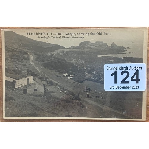 124 - Real photographic postcard by Thomas A. Bramley, Alderney, The Clonque showing the Old Fort.