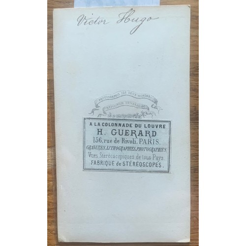 148 - Guernsey interest - Victor Hugo portrait on a carte de visite card by H.Guerard, Paris.