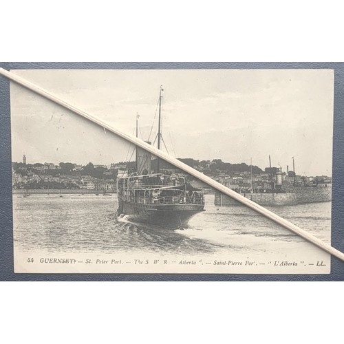 176 - Guernsey LL series postcard 44 St Peter Port The S.W.R Alberta, b/w white back, written message, sta... 