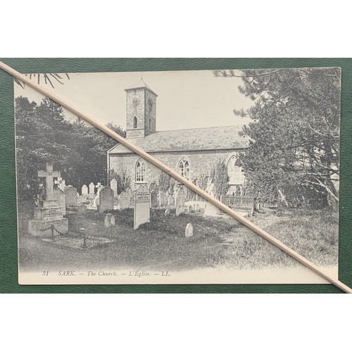 182 - Sark LL series postcard, 31 The Church, b/w green back. 4 star card.