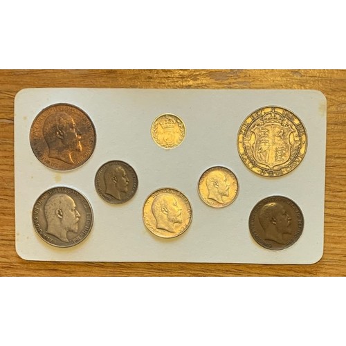 192 - King Edward VII coinage set 1906, Half-Crown to Farthing (8).