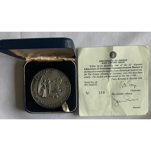 196 - Cased silver commemorative medal, The 25th Anniversary of the Liberation of Guernsey from German Occ... 