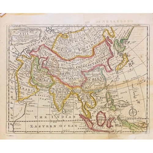 226 - Hand coloured map of Asia dated 1747, 20 x 24 cm.