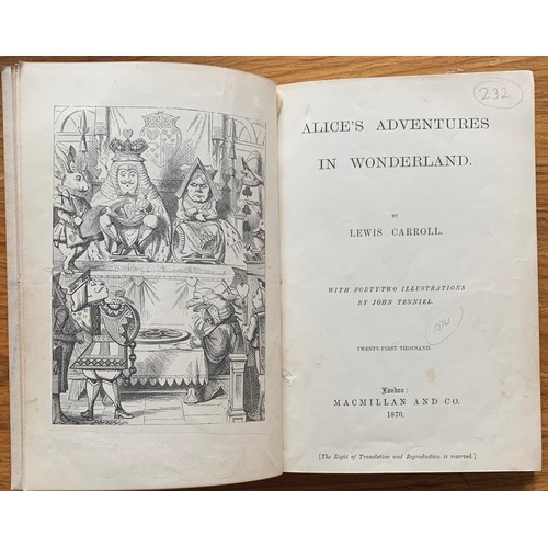 232 - Carroll, Lewis, Alice's Adventures in Wonderland, 1870.