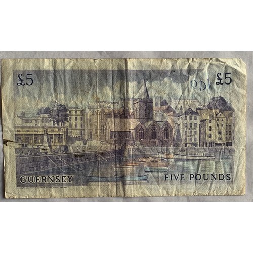 206 - British Banknote, Guernsey Five Pounds banknote signed by Treasurer  Louis Guillemette.