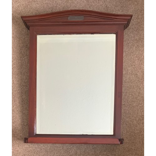 258 - Cunard White star Line RMS Mauretania, an original ship's fitting, oblong mahogany wall mirror with ... 