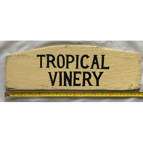 256 - Painted wooden double sided Guernsey bus sign, Friquet Flower Center and Tropical Vinery circa 1960'... 