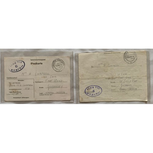 263 - Two German Internee Camp covers, Laufen Camp Germany. Channel Islands Internees under German Occupat... 