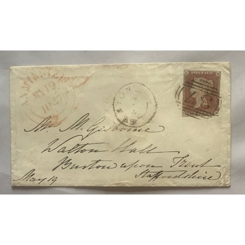 265 - Postal History - Penny Red on cover, with scarce Seaton Devon postmark, in use very briefly.