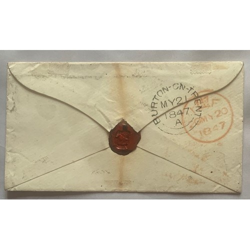 265 - Postal History - Penny Red on cover, with scarce Seaton Devon postmark, in use very briefly.