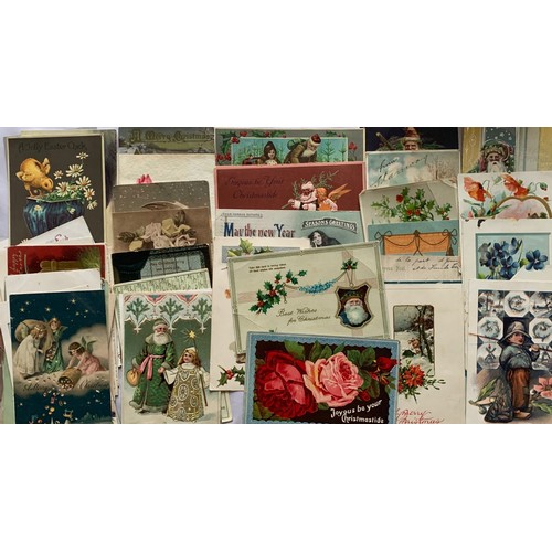 272 - Collection of Christmas and Easter greeting cards, approx 50, some postaly used, a/f.