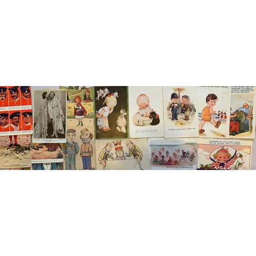 275 - Collection of postcards, including comic, military, greetings etc. a/f some p/u (95).