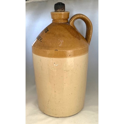 11 - Stoneware two tone flagon, with black transfer 'States of Guernsey' and impressed oval makers mark P... 