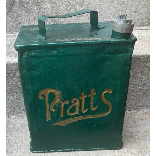 23 - A vintage Pratts petrol can with original brass screw top, 33cm high. * Esso bought out the company ... 