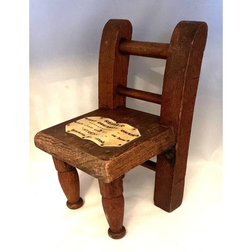 24 - Trade or Apprentice piece sample chair circa 1930, 'The Strenafix'  with label to seat and underside... 