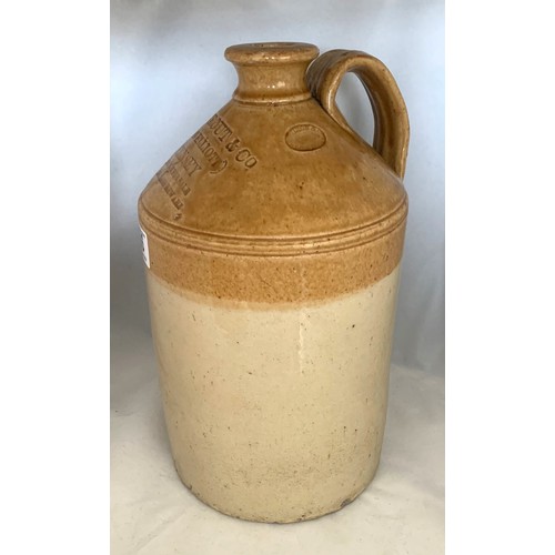 26 - Stoneware two tone flagon, incised 'Bucktrout & Co. (Thomas Elliott) Guernsey. Lent Jar Not For Sale... 