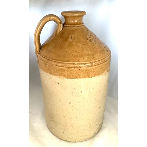 26 - Stoneware two tone flagon, incised 'Bucktrout & Co. (Thomas Elliott) Guernsey. Lent Jar Not For Sale... 