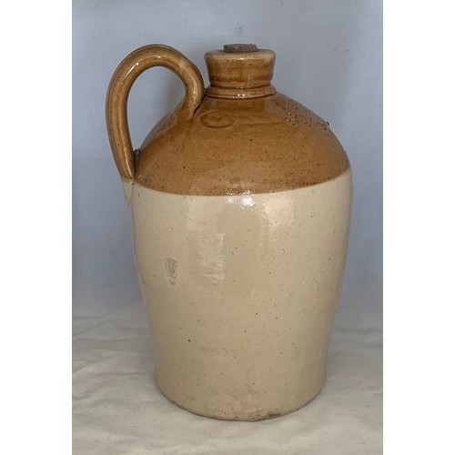 34 - Stoneware two tone flagon, incised 'Peter Taylor South Esplanade Guernsey' half gallon size, 26.5cm ... 