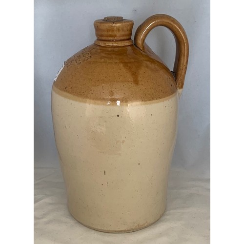 34 - Stoneware two tone flagon, incised 'Peter Taylor South Esplanade Guernsey' half gallon size, 26.5cm ... 