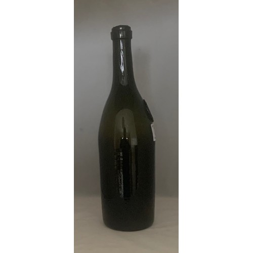 37 - Black glass wine bottle, with seal 'LP', attributed to the Le Pelley family of Guernsey, 30cm high.