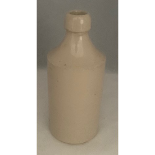 38 - Stoneware white glazed bottle with black transfer 'Strangers Old Fashioned Brewed Ginger Beer Guerns... 