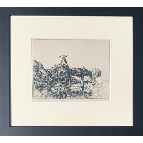 122 - Edmund Blampied (Jersey 1886-1966), framed print, Gathering Vraic, 19 x 23.5cm.