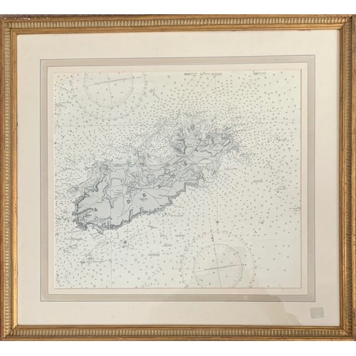 137 - Alderney chart, framed and glazed, 41 x 46cm.