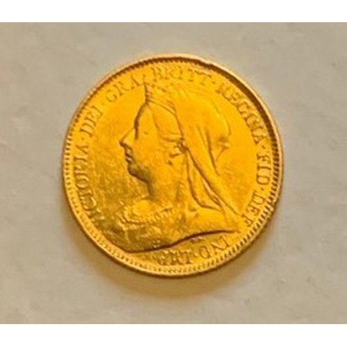 91 - Victorian gold half Sovereign, dated 1897, a/f two nicks to the edges, weight  3.99 gms.