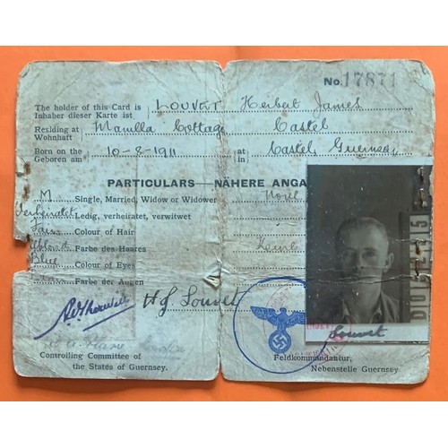 155 - WW2 Guernsey under German occupation, 
 Identitaetkarte (Identity Card)  17871 for Herbert James Lou... 