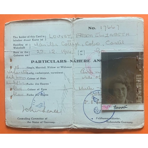 156 - WW2 Guernsey under German occupation, 
 Identitaetkarte (Identity Card)  17667 for Freda Elizabeth L... 