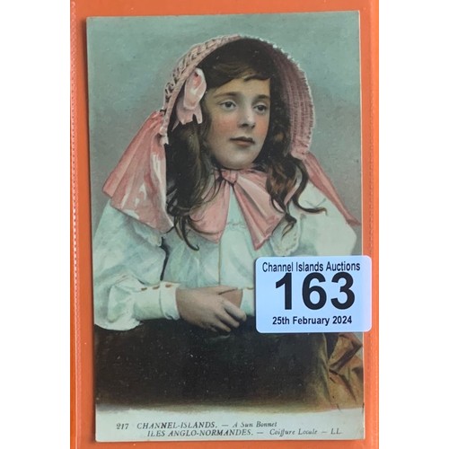 163 - Channel Islands LL series colour postcard 217, A Sun Bonnet.