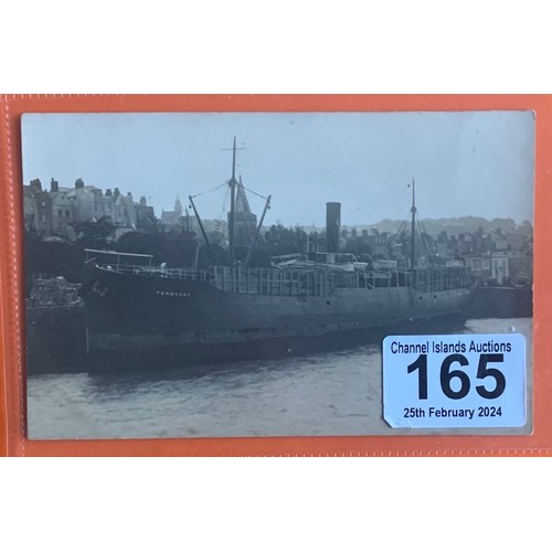 165 - Real photographic postcard, the steamer Penmount, Built 1910, moored in Albert Harbour Guernsey, cir... 