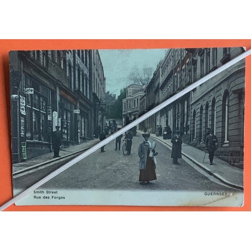 169 - Coloured postcard, Smith Street Guernsey, posted 1912.