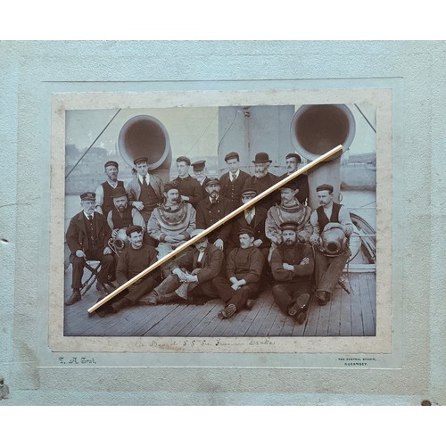 171 - Rare photograph - Diving and Salvage interest, 'On board the SS Sir Francis Drake', the ship and cre... 