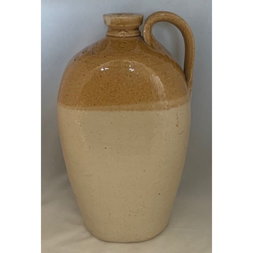 15 - Extremely rare slab sided two tone stoneware flagon circa 1890, by Price Bristol, impressed  'Bucktr... 