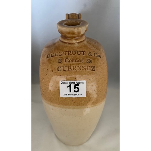 15 - Extremely rare slab sided two tone stoneware flagon circa 1890, by Price Bristol, impressed  'Bucktr... 