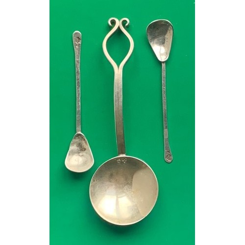 106 - Sark hallmarked silver, an Art Nouveau style Sark hallmarked silver spoon, together with two Sark ha... 