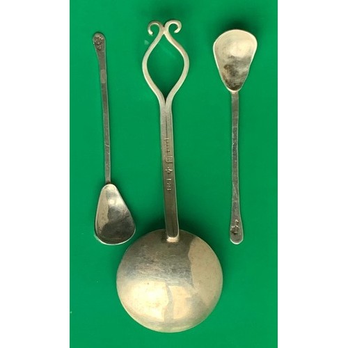 106 - Sark hallmarked silver, an Art Nouveau style Sark hallmarked silver spoon, together with two Sark ha... 