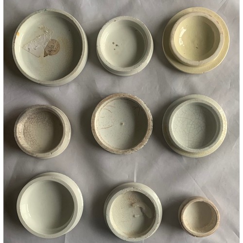 3 - Nine various ceramic pot lids, including Oriental and Areca nut toothpaste (9).