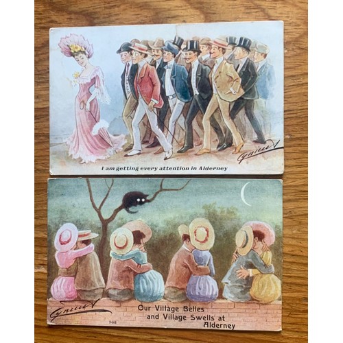4 - A collection of six Alderney comic postcards by the artist Cynicus, some posted 1912 (6).