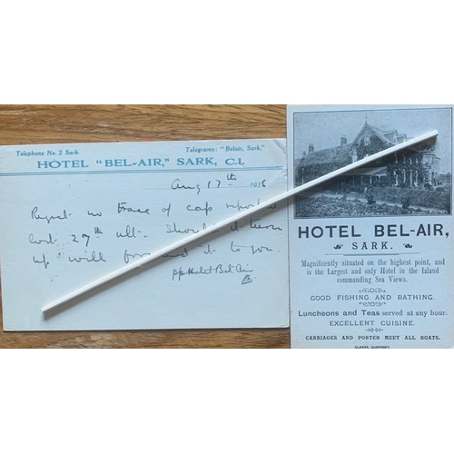 30 - Seven postcards Bel - Air Sark plus advertising card, including Grut Guernsey. (8).