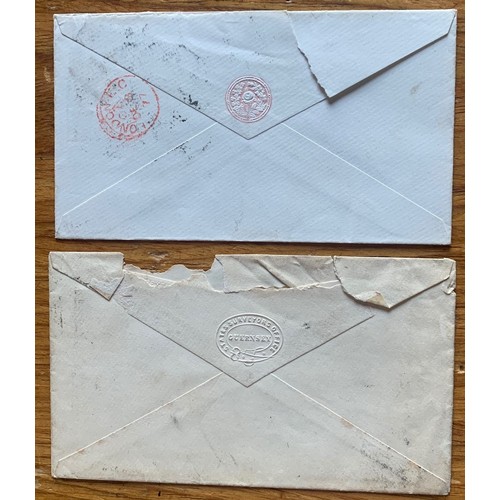 67 - 1877 prepaid envelope to London with 324 Duplex, plus another (2).