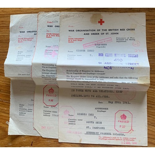 62 - Small collection of Red Cross message forms Guernsey under German Occupation interest.