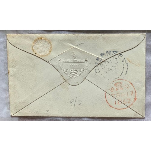 72 - 1857 envelope to London with 324 Duplex on penny red postage stamp.